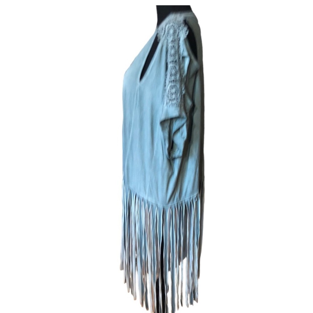 POL Light Blue Fringe Duster Top - Picture 3 of 5